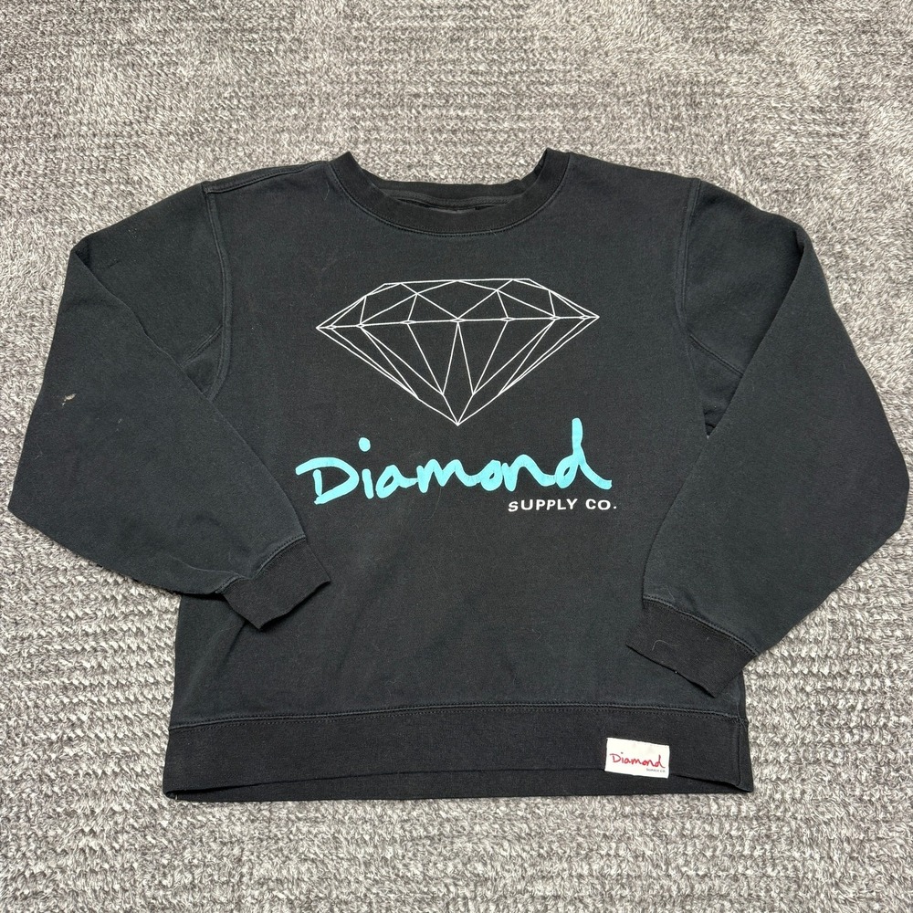 Diamond Supply Co Mens Sweatshirt M Black Crewneck Diamond Logo Long Sleeve